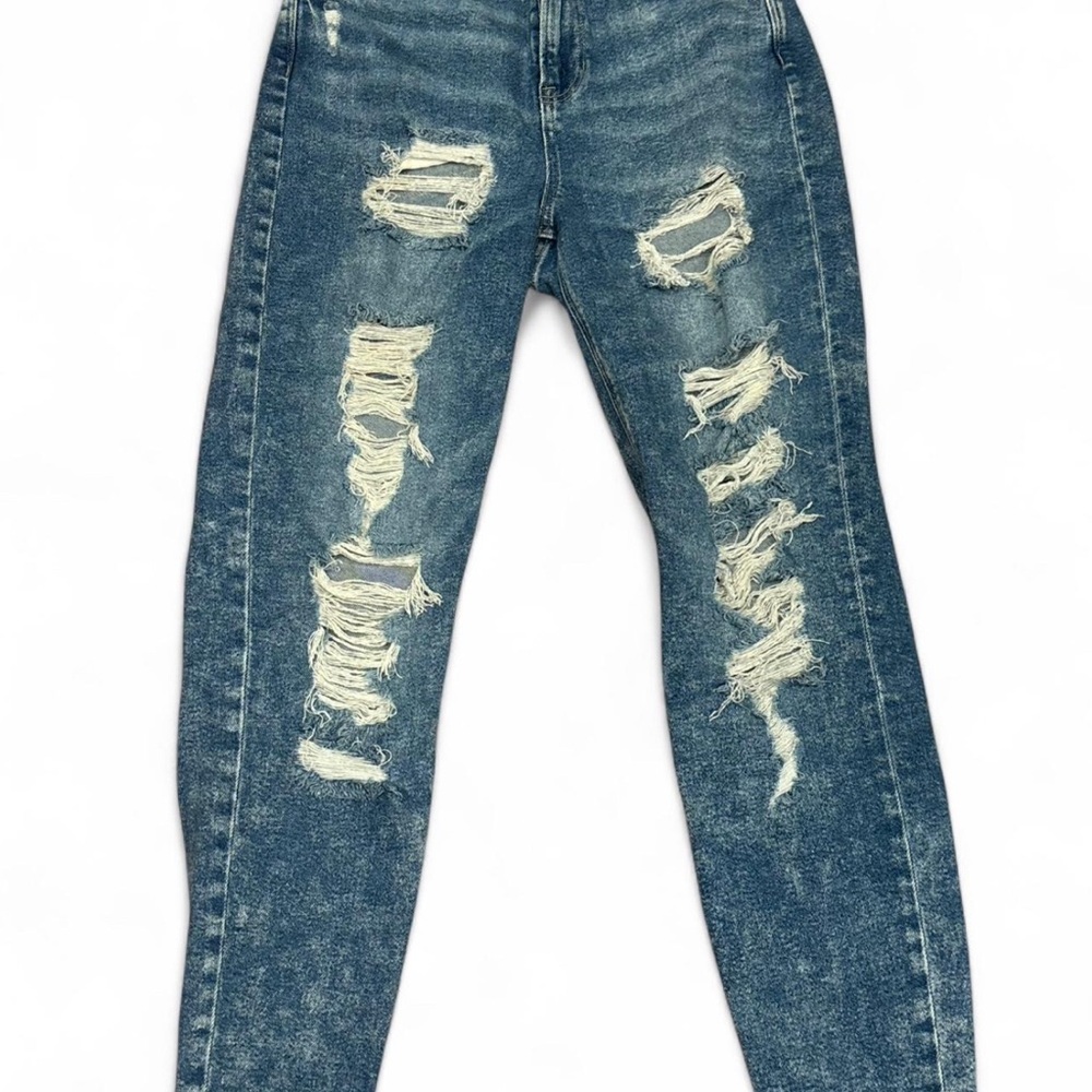 American Eagle Blue Skinny Jeans Distressed Design
